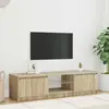 vidaXL Meuble TV avec lumières LED Chêne fumé 140x40x35,5 cm