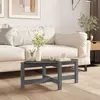 vidaXL Table basse Gris 87x48x35 cm Bois massif de pin