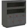 vidaXL Buffet haut Gris 100x40x108,5 cm Bois massif de pin