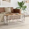 vidaXL Table basse argenté acier inoxydable/bois massif récupération