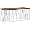 vidaXL Table basse acier inoxydable et bois massif de récupération