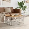 vidaXL Table basse argenté acier inoxydable/bois massif récupération
