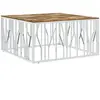 vidaXL Table basse argenté acier inoxydable/bois massif récupération