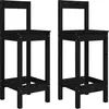 vidaXL Chaises de bar lot de 2 noir 40x41,5x112 cm bois de pin solide