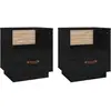 vidaXL Tables de chevet 2 pcs Noir 40x34x45 cm Bois de pin massif