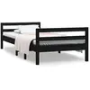vidaXL Cadre de lit Noir 75x190 cm Bois de pin massif