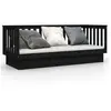 vidaXL Lit de jour Noir 75x190 cm Bois de pin massif