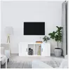 vidaXL Meuble TV Blanc brillant 100x35x40 cm Bois d'ingénierie