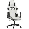 vidaXL Chaise de jeu avec repose-pied Blanc et noir Similicuir