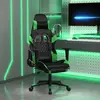 vidaXL Chaise de jeu avec repose-pied Noir et vert Similicuir
