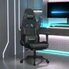 vidaXL Chaise de jeu avec repose-pied Noir et gris Similicuir