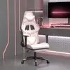 vidaXL Chaise de jeu avec repose-pied Blanc et rose Similicuir