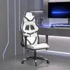 vidaXL Chaise de jeu avec repose-pied Blanc et noir Similicuir