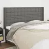 vidaXL Tête de lit avec oreilles Gris foncé 203x16x118/128 cm Tissu