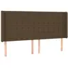 vidaXL Tête de lit avec oreilles Marron foncé 163x16x118/128 cm Tissu