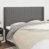 vidaXL Tête de lit avec oreilles Gris foncé 203x16x118/128 cm Tissu