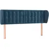 vidaXL Tête de lit avec oreilles Bleu foncé 147x23x78/88 cm Velours