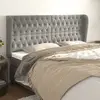 vidaXL Tête de lit avec oreilles Gris clair 183x23x118/128 cm Velours