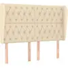vidaXL Tête de lit avec oreilles Crème 163x23x118/128 cm Tissu