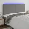 vidaXL Tête de lit à LED Gris foncé 200x5x118/128 cm Tissu