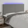 vidaXL Tête de lit à LED Gris foncé 160x5x118/128 cm Tissu