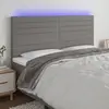 vidaXL Tête de lit à LED Gris foncé 180x5x118/128 cm Tissu