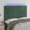 vidaXL Tête de lit à LED Vert foncé 144x5x118/128 cm Velours