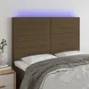 vidaXL Tête de lit à LED Marron foncé 144x5x118/128 cm Tissu