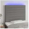 vidaXL Tête de lit à LED Gris foncé 90x5x118/128 cm Tissu