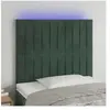 vidaXL Tête de lit à LED Vert foncé 90x5x118/128 cm Velours