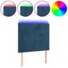 vidaXL Tête de lit à LED Bleu foncé 90x5x118/128 cm Velours