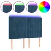 vidaXL Tête de lit à LED Bleu foncé 144x5x118/128 cm Velours