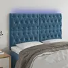 vidaXL Tête de lit à LED Bleu foncé 160x7x118/128 cm Velours