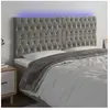 vidaXL Tête de lit à LED Gris clair 180x7x118/128 cm Velours