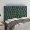 vidaXL Tête de lit à LED Vert foncé 160x7x118/128 cm Velours