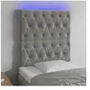 vidaXL Tête de lit à LED Gris clair 80x7x118/128 cm Velours