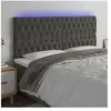 vidaXL Tête de lit à LED Gris foncé 200x7x118/128 cm Velours