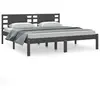 vidaXL Cadre de lit Gris Bois de pin massif 200x200 cm