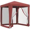 vidaXL Tente de fête avec 4 parois latérales en maille Rouge 2x2m PEHD