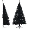 vidaXL Demi sapin de Noël artificiel avec support Noir 240 cm PVC