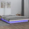 vidaXL Cadre de lit à LED blanc 140x190 cm bois massif