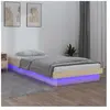 Cadre de lit à led 90x190 cm simple bois massif Vidaxl Naturel