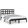 vidaXL Cadre de lit Noir Bois massif 140x190 cm