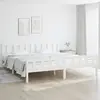 vidaXL Cadre de lit blanc bois massif 160x200 cm