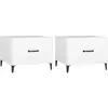 vidaXL Tables basses avec pieds en métal 2 pcs Blanc 50x50x40 cm