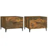vidaXL Tables basses avec pieds en métal 2 pcs Chêne fumé 50x50x40 cm