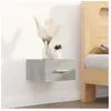 vidaXL Table de chevet murale gris béton 35x35x20 cm