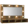 vidaXL Armoire à miroir avec LED Chêne fumé 90x31,5x62 cm