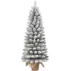 Sapin de Noël artificiel étroit avec toile de jute H90