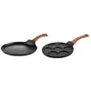 Westinghouse SET DE POELES - Poêle à crêpe 26 CM + 28 CM - Crêpière - bois de marbre noir